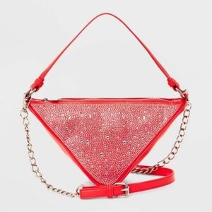 Triangle Chic Red Crystal Crossbody Bag Pizza Slice